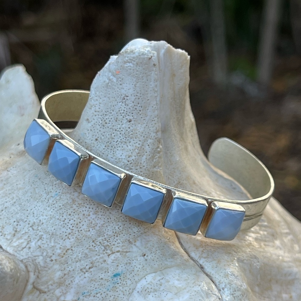 Jay King Cashmere Blue Anhydrite 6 stone Sterling Silver Bracelet